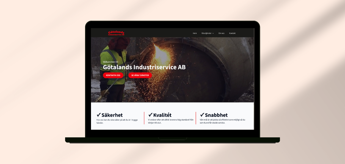 Lansering av Götalands industriservice - mockup av startsidan