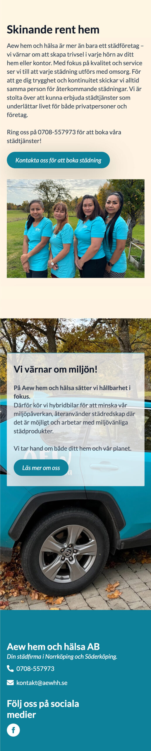 Aews nya hemsida i mobilversion - slutet på startsidan